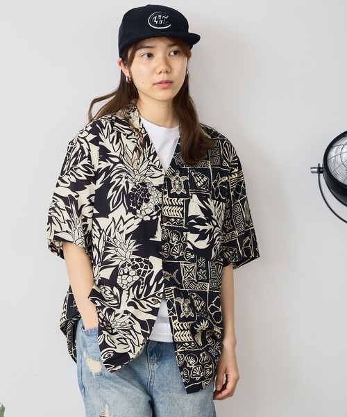 TWO PALMS（トゥーパームス）の「TWO PALMS/トゥーパームス S/S Hawaiian Shirt / CRAZY Maline×WILD PINEAPPLE シャツ アロハシャツ 開襟シャツ（シャツ/ブラウス・メンズ・ブラック・L/XL/M）」の8枚目の写真