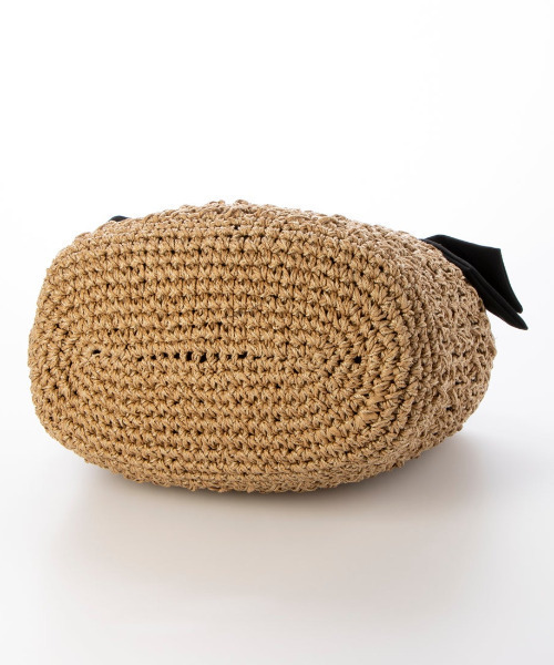 cache cache（カシュ カシュ）の「カシュカシュ cachecache / 下がりリボン柄編みトートバッグ（かごバッグ・レディース・ブルー/グリーン/ベージュ系その他/ラベンダー/マスタード/オレンジ/ブラック・FREE）」の9枚目の写真