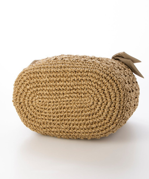 cache cache（カシュ カシュ）の「カシュカシュ cachecache / 下がりリボン柄編みトートバッグ（かごバッグ・レディース・ブルー/グリーン/ベージュ系その他/ラベンダー/マスタード/オレンジ/ブラック・FREE）」の14枚目の写真