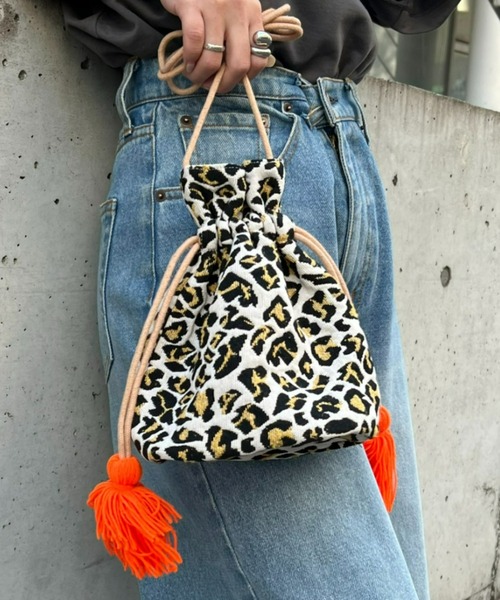 CIAOPANIC TYPY(チャオパニックティピー)の「【india】タッセル付きジャガード巾着(ハンドバッグ・レディース・サックスブルー/ピンク/イエロー/オレンジ・ONE SIZE)」の4枚目の写真