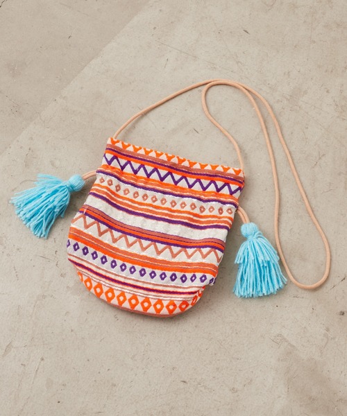 CIAOPANIC TYPY(チャオパニックティピー)の「【india】タッセル付きジャガード巾着(ハンドバッグ・レディース・サックスブルー/ピンク/イエロー/オレンジ・ONE SIZE)」の16枚目の写真
