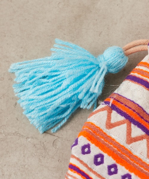 CIAOPANIC TYPY(チャオパニックティピー)の「【india】タッセル付きジャガード巾着(ハンドバッグ・レディース・サックスブルー/ピンク/イエロー/オレンジ・ONE SIZE)」の19枚目の写真