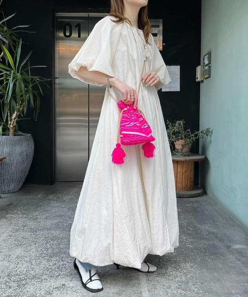 CIAOPANIC TYPY(チャオパニックティピー)の「【india】タッセル付きジャガード巾着(ハンドバッグ・レディース・サックスブルー/ピンク/イエロー/オレンジ・ONE SIZE)」の6枚目の写真