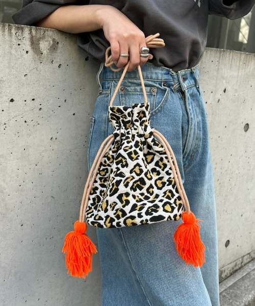 CIAOPANIC TYPY(チャオパニックティピー)の「【india】タッセル付きジャガード巾着(ハンドバッグ・レディース・サックスブルー/ピンク/イエロー/オレンジ・ONE SIZE)」の10枚目の写真