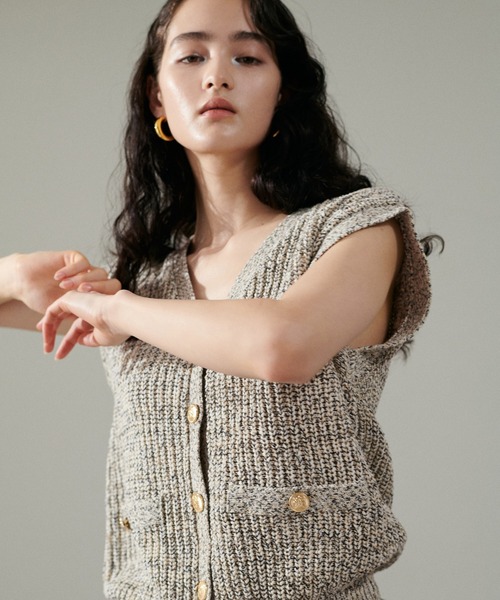LARUTA(ラルータ)の「【LARUTA】MIXヤーンベスト(ベスト・レディース・ライトグレー/ブラック・MEDIUM)」の6枚目の写真
