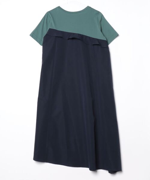 EGLANTINE(エグランティーヌ)の「EGLANTINE 切替アシメワンピース(ワンピース・レディース・ブラック/グリーン・40)」の3枚目の写真