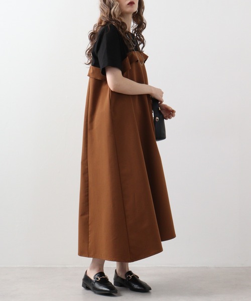 EGLANTINE(エグランティーヌ)の「EGLANTINE 切替アシメワンピース(ワンピース・レディース・ブラック/グリーン・40)」の15枚目の写真