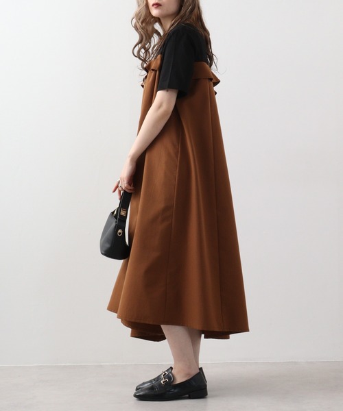 EGLANTINE(エグランティーヌ)の「EGLANTINE 切替アシメワンピース(ワンピース・レディース・ブラック/グリーン・40)」の13枚目の写真
