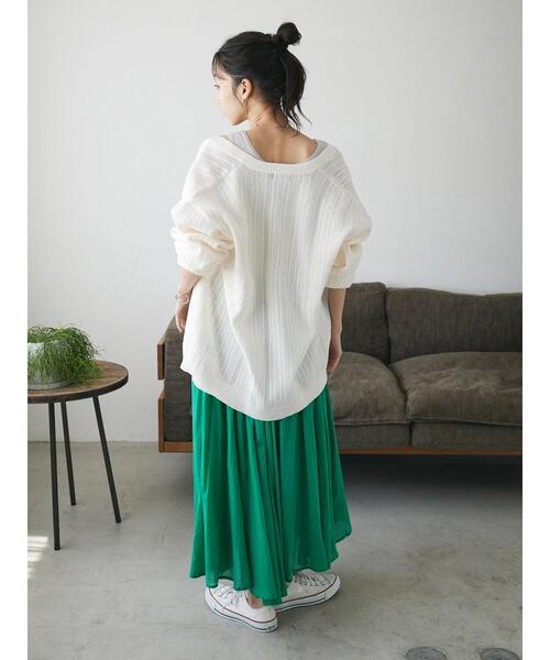 CRAFT STANDARD BOUTIQUE(クラフトスタンダードブティック)の「【ユニセックス】オープンワーク Vネックニットカーディガン(カーディガン/ボレロ・レディース・ネイビー/ベージュ/チャコールグレー/アイボリー・M/L/XL)」の9枚目の写真
