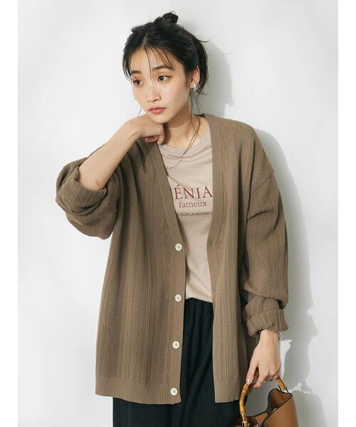 CRAFT STANDARD BOUTIQUE(クラフトスタンダードブティック)の「【ユニセックス】オープンワーク Vネックニットカーディガン(カーディガン/ボレロ・レディース・ネイビー/ベージュ/チャコールグレー/アイボリー・M/L/XL)」の10枚目の写真