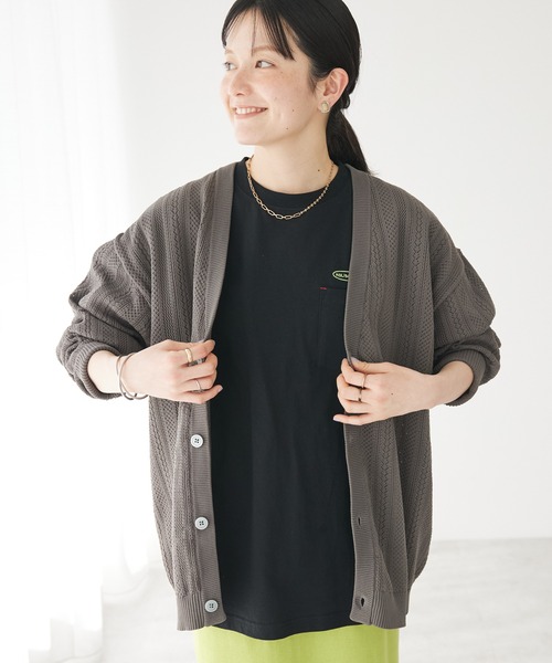 CRAFT STANDARD BOUTIQUE(クラフトスタンダードブティック)の「【ユニセックス】オープンワーク Vネックニットカーディガン(カーディガン/ボレロ・レディース・ネイビー/ベージュ/チャコールグレー/アイボリー・M/L/XL)」の3枚目の写真