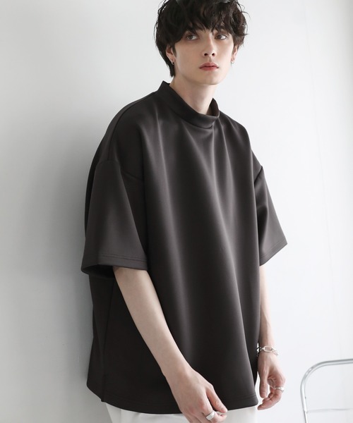 ASTRONOMY(アストロノミー)の「オーバーサイズ半袖ポンチ/フェイクスウェードモックネックTシャツ(Tシャツ/カットソー・メンズ・チャコール/ホワイト/グレー/ブラック/ワイン/ベージュ系/グレー系/ホワイト系/ブラック系・S/M/L/XL)」の21枚目の写真