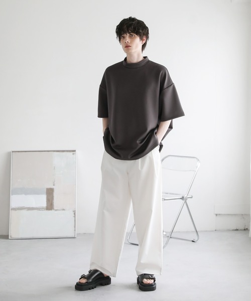 ASTRONOMY(アストロノミー)の「オーバーサイズ半袖ポンチ/フェイクスウェードモックネックTシャツ(Tシャツ/カットソー・メンズ・チャコール/ホワイト/グレー/ブラック/ワイン/ベージュ系/グレー系/ホワイト系/ブラック系・S/M/L/XL)」の19枚目の写真