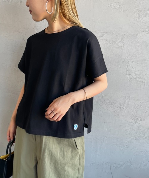 ORCIVAL（オーシバル）の「[ORCIVAL/オーシバル] ワイドシルエット ボートネックTシャツ（Tシャツ/カットソー・レディース・グレイッシュベージュ/レッド/ブルー/ホワイト/ブラック・1）」の3枚目の写真
