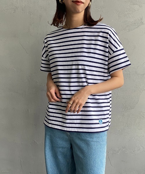 ORCIVAL（オーシバル）の「[ORCIVAL/オーシバル] ワイドシルエット ボートネックTシャツ（Tシャツ/カットソー・レディース・グレイッシュベージュ/レッド/ブルー/ホワイト/ブラック・1）」の19枚目の写真