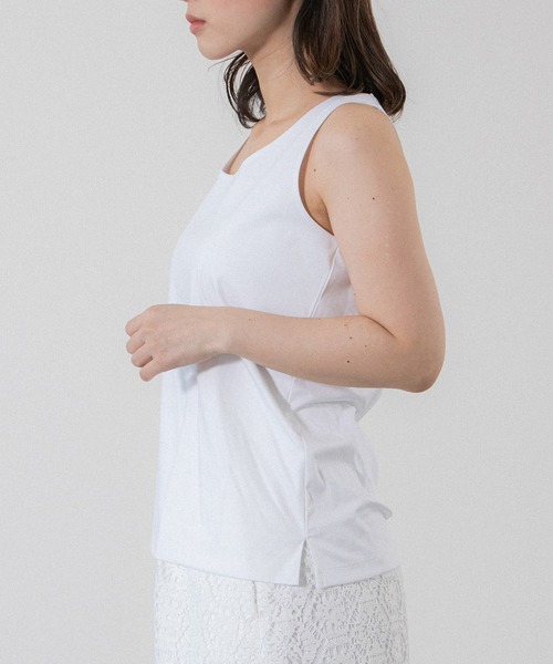 Sirin(シリン)の「【小柄女性向け】肌触りなめらか 二重タンクトップ(Tシャツ/カットソー・レディース・ブラック/オフホワイト・FREE)」の6枚目の写真