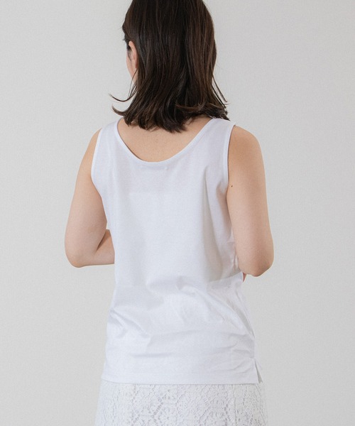 Sirin(シリン)の「【小柄女性向け】肌触りなめらか 二重タンクトップ(Tシャツ/カットソー・レディース・ブラック/オフホワイト・FREE)」の7枚目の写真