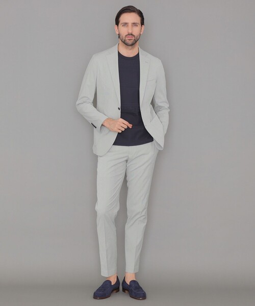 【極美品】マッキントッシュロンドン シアサッカー テーラードジャケット 白灰 L セール】【WEB・一部店舗限定】【BREASY JACKET】シアサッカー