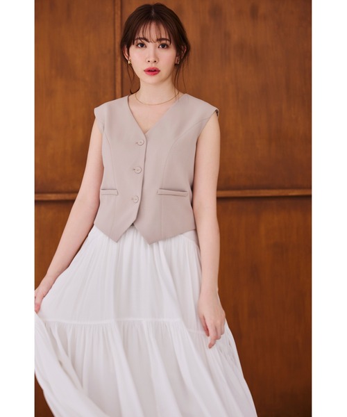 Her lip to(ハーリップトゥー)の「High-Waist Tiered Long Skirt(スカート・レディース・ブラック/オフホワイト・M/S)」の7枚目の写真