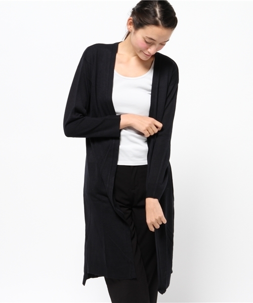 SEVENDAYS=SUNDAY（セブンデイズサンデイ）の「ドロップショルダー　ロングカーディガン（カーディガン/ボレロ・レディース・ネイビー/グリーン/オフホワイト・FREE）」の3枚目の写真