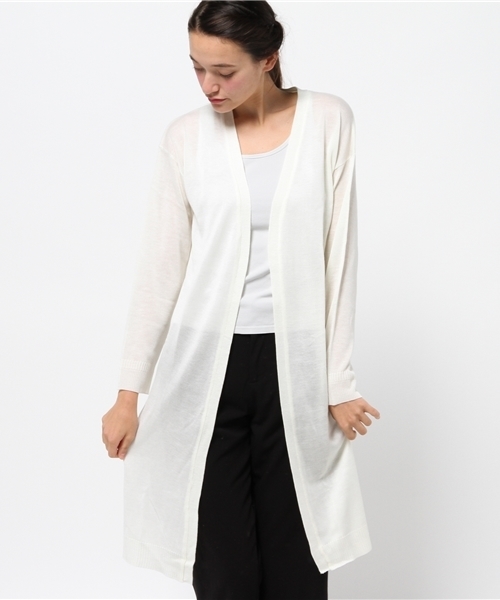 SEVENDAYS=SUNDAY（セブンデイズサンデイ）の「ドロップショルダー　ロングカーディガン（カーディガン/ボレロ・レディース・ネイビー/グリーン/オフホワイト・FREE）」の2枚目の写真