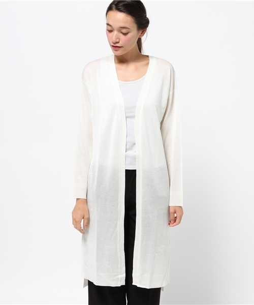 SEVENDAYS=SUNDAY（セブンデイズサンデイ）の「ドロップショルダー　ロングカーディガン（カーディガン/ボレロ・レディース・ネイビー/グリーン/オフホワイト・FREE）」の4枚目の写真