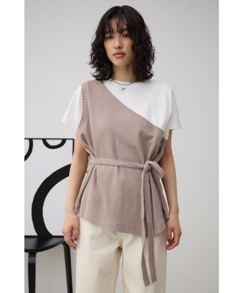 AZUL by moussy(アズールバイマウジー)の「ワンショルダービスチェトップス(Tシャツ/カットソー・レディース・ベージュ/グレー/ダークオレンジ/ブラック・SMALL/MEDIUM)」の8枚目の写真