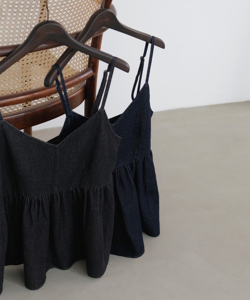 hellam（へラム）の「デニムペプラムビスチェ（キャミソール・レディース・ブラック/インディゴブルー・FREE）」の3枚目の写真