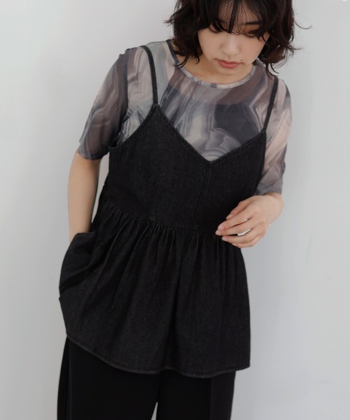 hellam（へラム）の「デニムペプラムビスチェ（キャミソール・レディース・ブラック/インディゴブルー・FREE）」の15枚目の写真