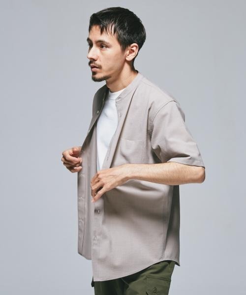 タグ付き『UR TECH』バンドカラーシャツ　ベージュ タグ付き『UR TECH』バンドカラーシャツ ベージュ - メルカリ