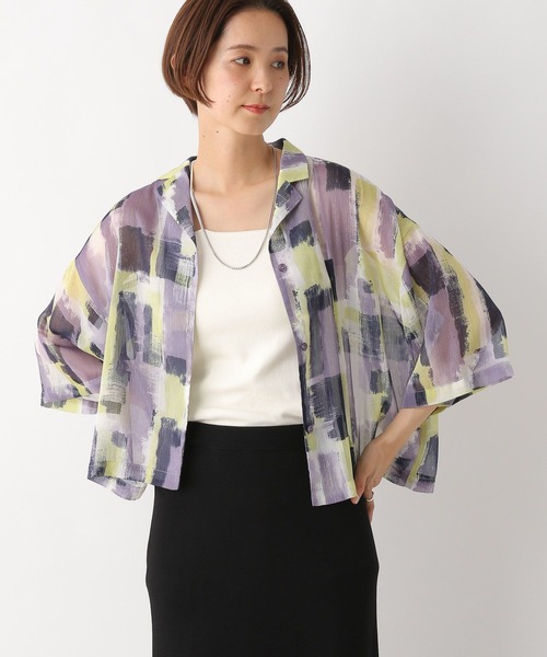 LEPSIM（レプシィム）の「ペイント柄シアーシャツ　117292（シャツ/ブラウス・レディース・ブラック/ライトパープル/ブルー・FREE）」の3枚目の写真