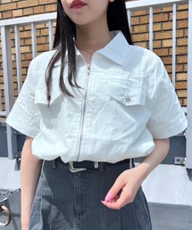 クロップトZIP半袖シャツ