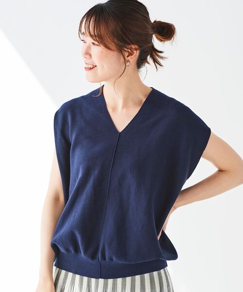 le.coeur blanc（ルクールブラン）の「ガーターアミコクーンシルエットニット（ニット/セーター・レディース・ホワイト系その他/サックスブルー/ネイビー/ピンク・38）」の3枚目の写真