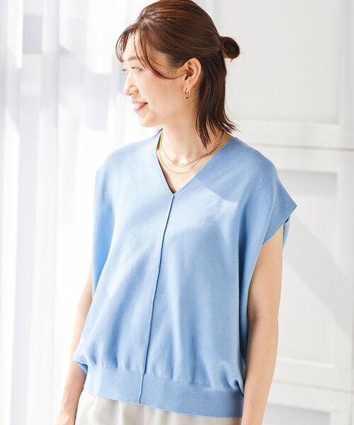 le.coeur blanc（ルクールブラン）の「ガーターアミコクーンシルエットニット（ニット/セーター・レディース・ホワイト系その他/サックスブルー/ネイビー/ピンク・38）」の4枚目の写真