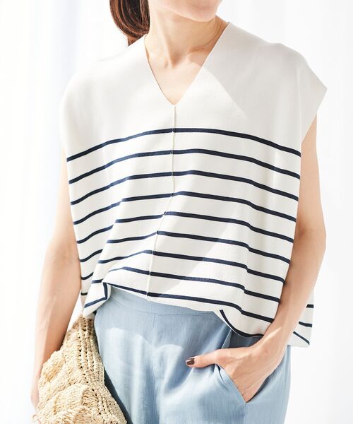 le.coeur blanc（ルクールブラン）の「ガーターアミコクーンシルエットニット（ニット/セーター・レディース・ホワイト系その他/サックスブルー/ネイビー/ピンク・38）」の6枚目の写真