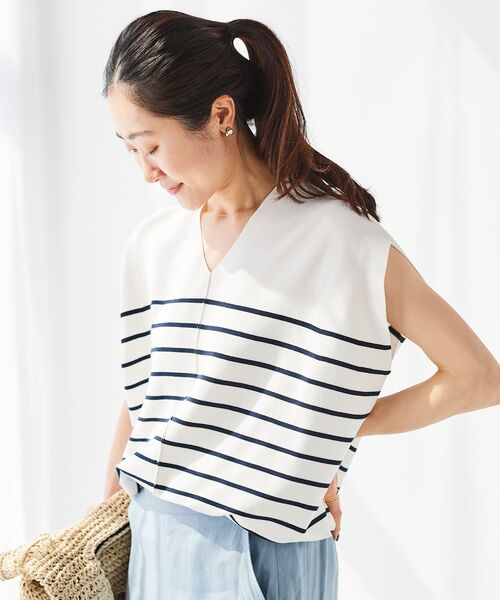 le.coeur blanc（ルクールブラン）の「ガーターアミコクーンシルエットニット（ニット/セーター・レディース・ホワイト系その他/サックスブルー/ネイビー/ピンク・38）」の7枚目の写真