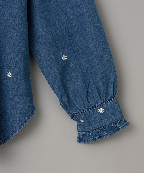 coen(コーエン)の「フラワー刺繍2WAYデニムブラウス(シャツ/ブラウス・レディース・コバルトブルー・L/M)」の6枚目の写真