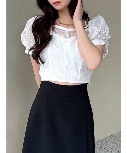 RESEXXY(リゼクシー)の「スパンコールレースブラウス(シャツ/ブラウス・レディース・ホワイト/イエロー/ブラック・FREE)」の2枚目の写真