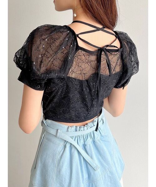 RESEXXY(リゼクシー)の「スパンコールレースブラウス(シャツ/ブラウス・レディース・ホワイト/イエロー/ブラック・FREE)」の6枚目の写真