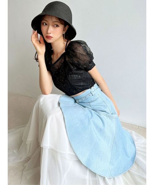 RESEXXY(リゼクシー)の「スパンコールレースブラウス(シャツ/ブラウス・レディース・ホワイト/イエロー/ブラック・FREE)」の9枚目の写真