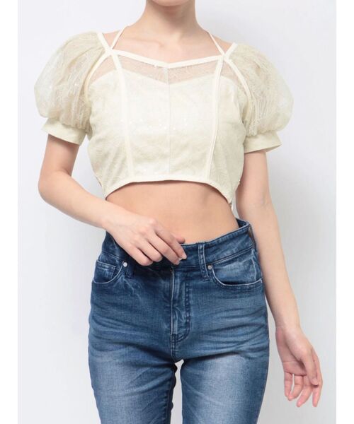 RESEXXY(リゼクシー)の「スパンコールレースブラウス(シャツ/ブラウス・レディース・ホワイト/イエロー/ブラック・FREE)」の4枚目の写真