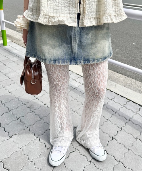 QUELLEDUE フレアパンツ グレー FW24/25 センタースリットカラーフレアパンツ[品番：AZLW0022074]｜AZUL