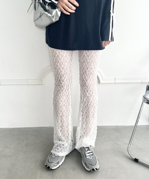 SOLLON.（ソルロン）の「レースフレアパンツ/レギンスパンツ（その他パンツ・レディース・ピンク/ホワイト/ブラック/アイボリー・FREE）」の14枚目の写真