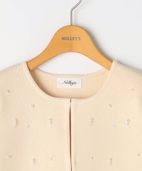 NOLLEY’S（ノーリーズ）の「《手洗い可能》パールビジュー片畦カーディガン（カーディガン/ボレロ・レディース・アイボリー/ブラック/チャコールグレー・38）」の20枚目の写真
