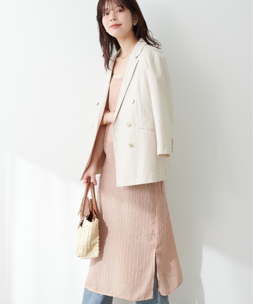 natural couture(ナチュラルクチュール)の「【WEB限定】ドビーストライプシアーキャミワンピース(ワンピース・レディース・ブラック/アイボリー/オレンジ・FREE)」の15枚目の写真