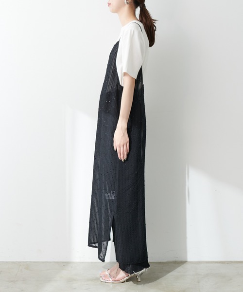 natural couture(ナチュラルクチュール)の「【WEB限定】ドビーストライプシアーキャミワンピース(ワンピース・レディース・ブラック/アイボリー/オレンジ・FREE)」の20枚目の写真