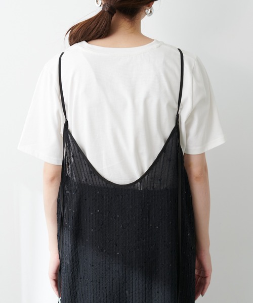 natural couture(ナチュラルクチュール)の「【WEB限定】ドビーストライプシアーキャミワンピース(ワンピース・レディース・ブラック/アイボリー/オレンジ・FREE)」の22枚目の写真