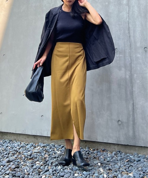 y/m by Yukie(イムバイユキエ)の「ポンチナロースカート(スカート・レディース・ブラック/オリーブ・FREE)」の18枚目の写真