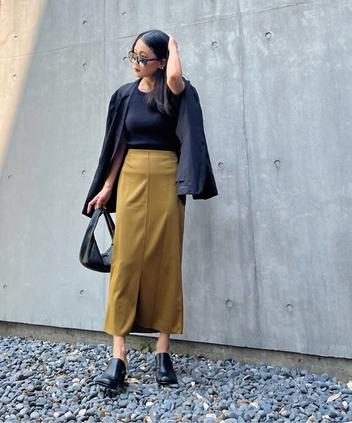 y/m by Yukie(イムバイユキエ)の「ポンチナロースカート(スカート・レディース・ブラック/オリーブ・FREE)」の19枚目の写真