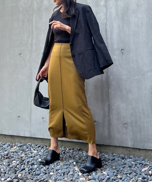 y/m by Yukie(イムバイユキエ)の「ポンチナロースカート(スカート・レディース・ブラック/オリーブ・FREE)」の21枚目の写真